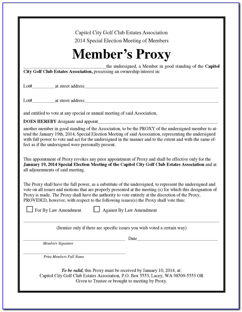 Florida Homeowners Association Proxy Form