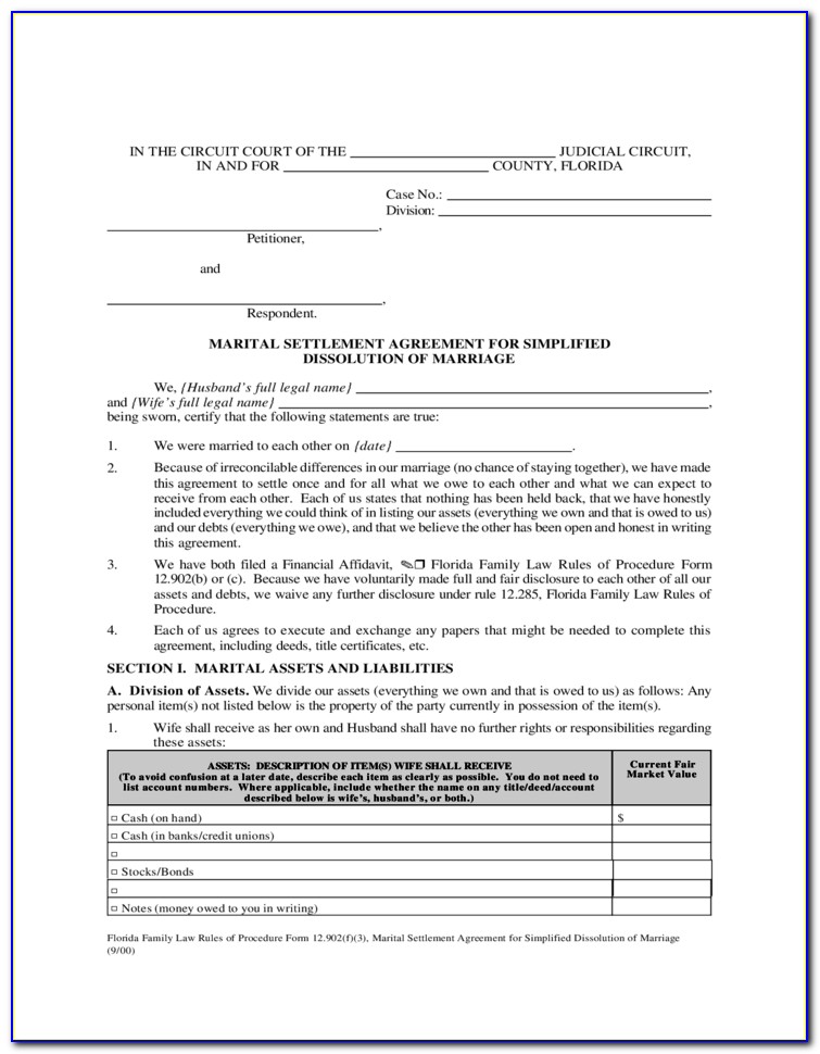 Florida Marriage Annulment Forms