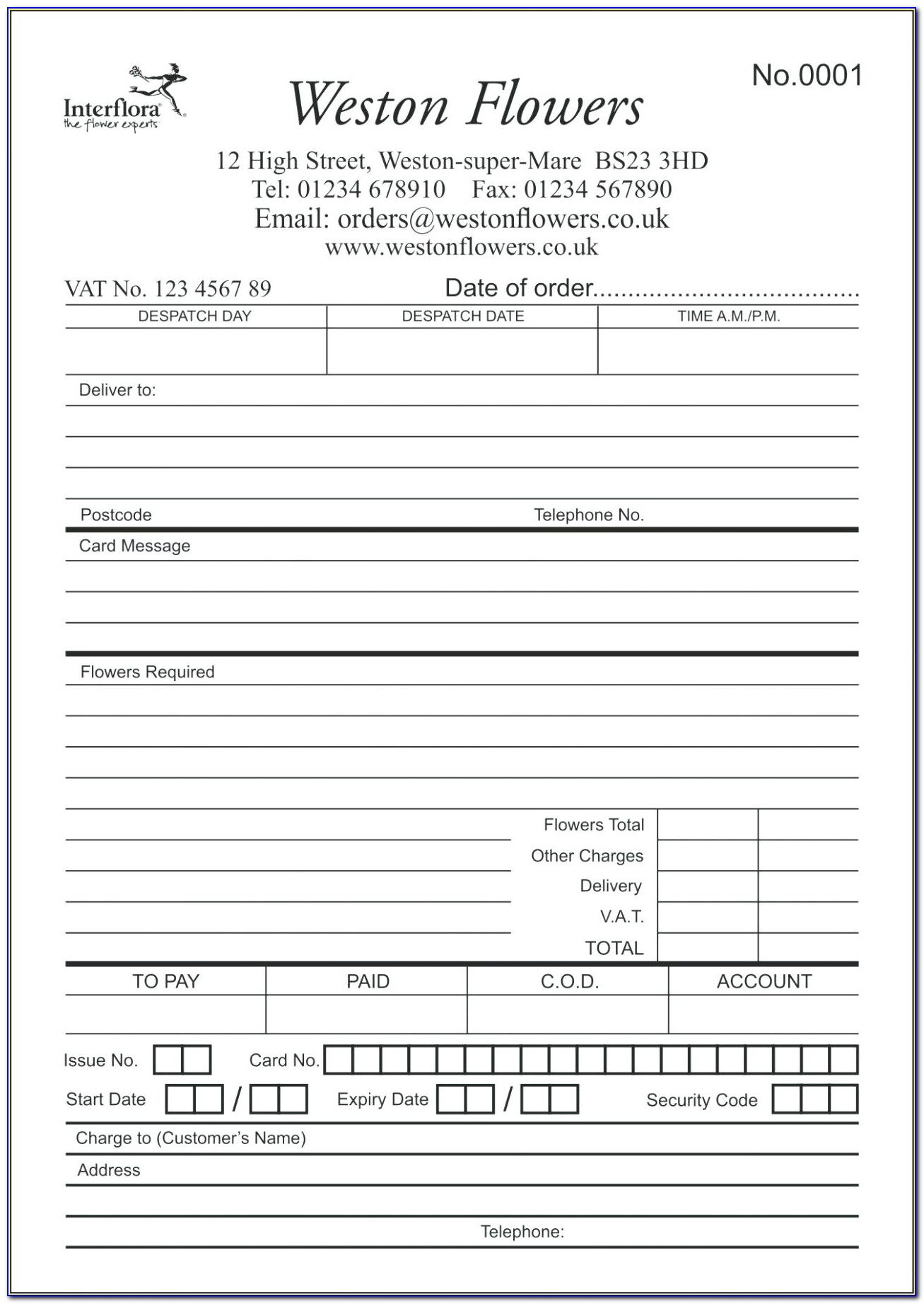 Florist Order Forms Template