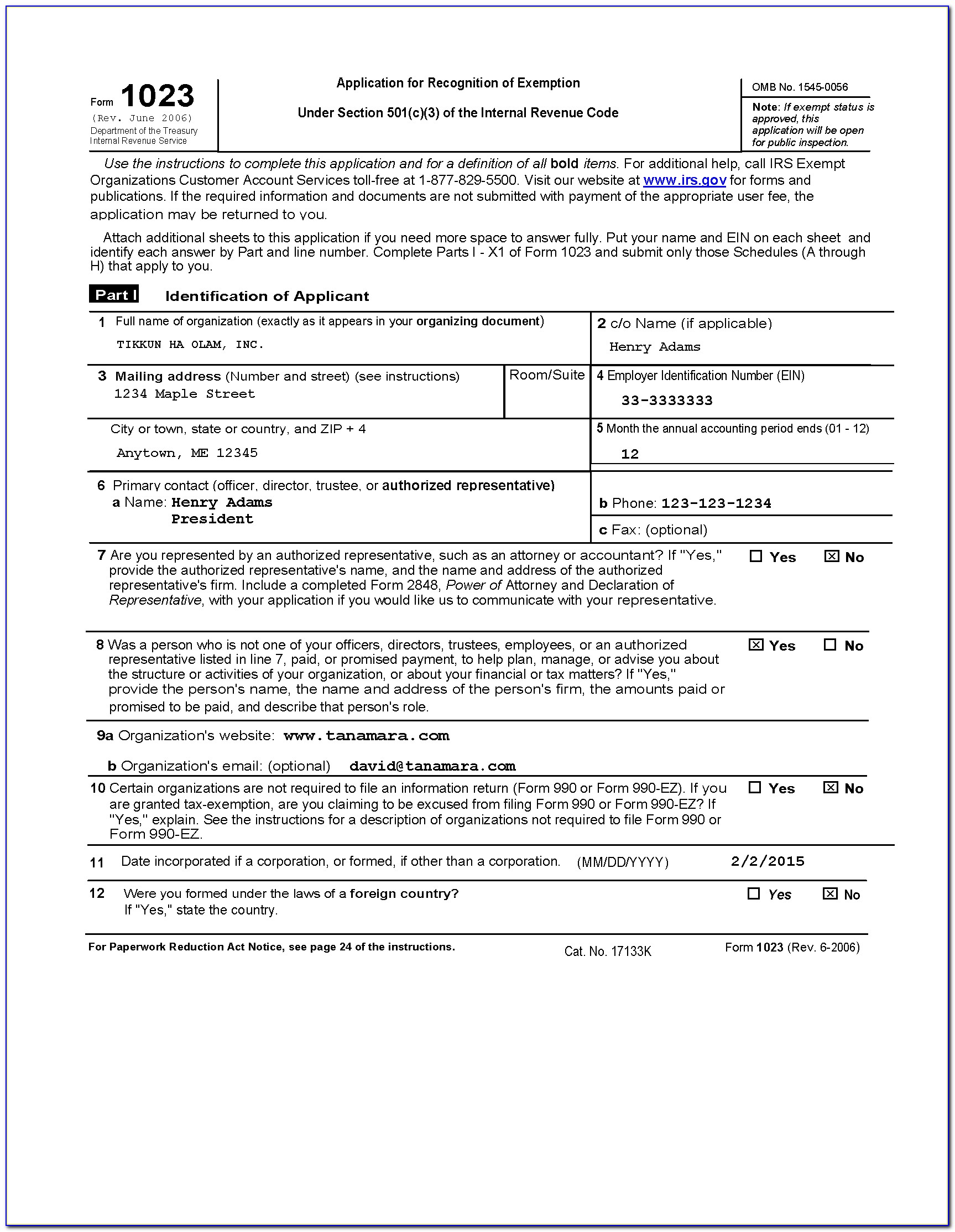 Form 1023 Checklist Pdf