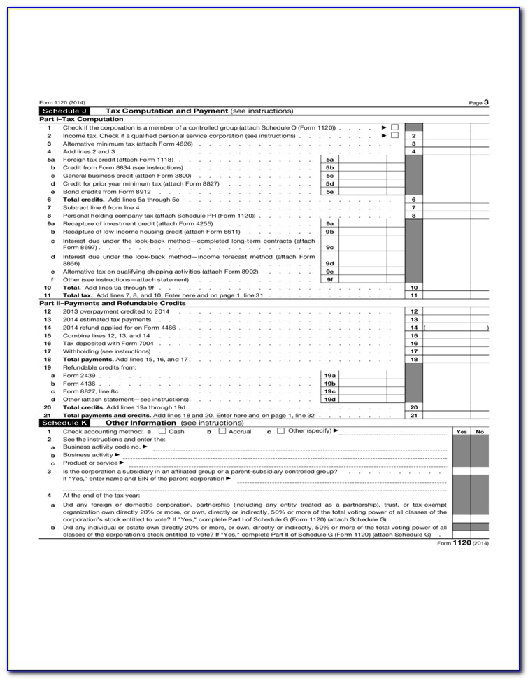 Form 1120 Due Date 2014