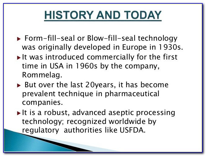 Form Fill Seal Technology For Parenterals Ppt