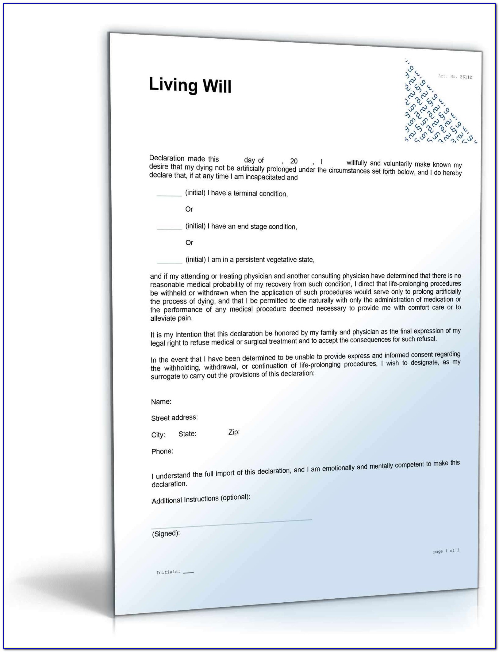 Form For Living Will Uk
