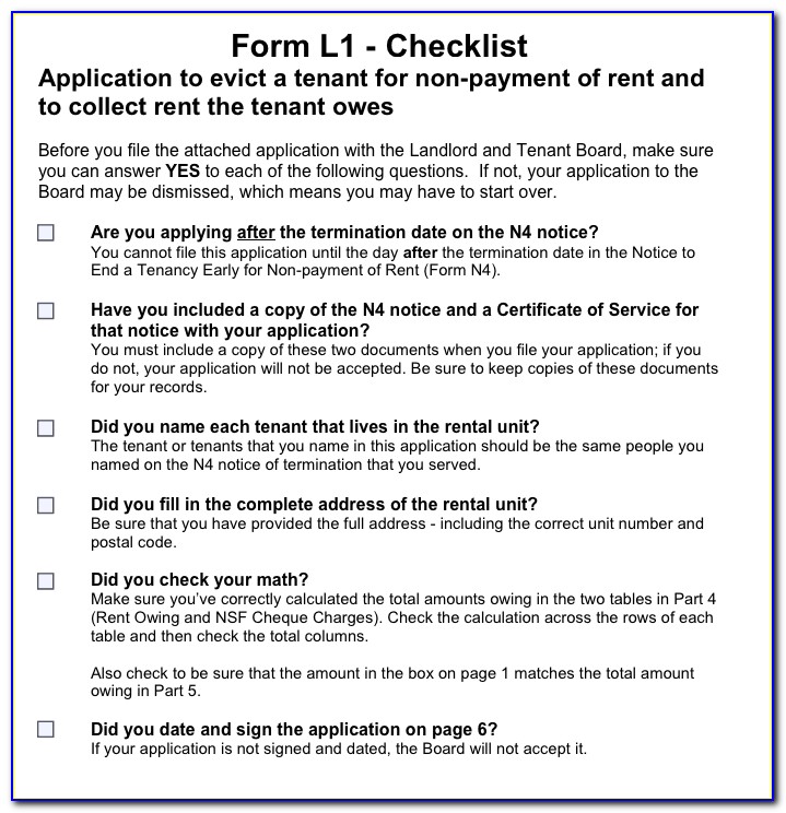 Form To Evict Tenant Ontario