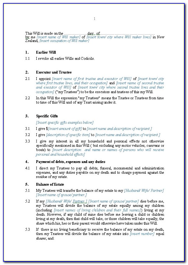 Forms For Wills And Trusts