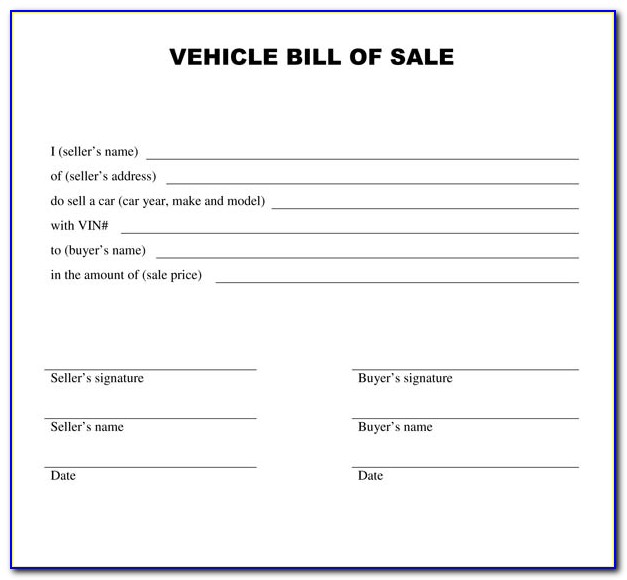 Free Auto Bill Of Sale Form Template