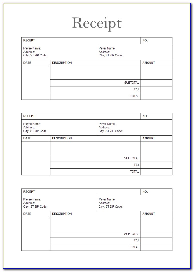 Free Blank Receipt Form Printable