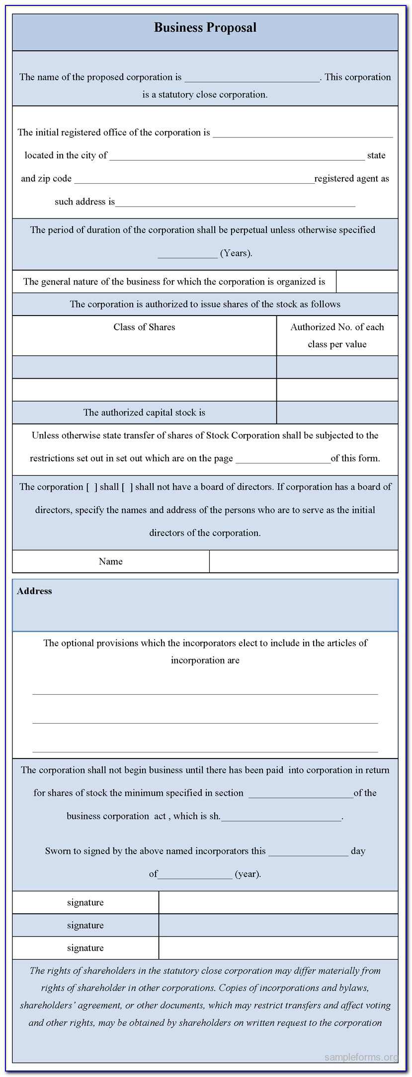 Free Business Proposal Forms