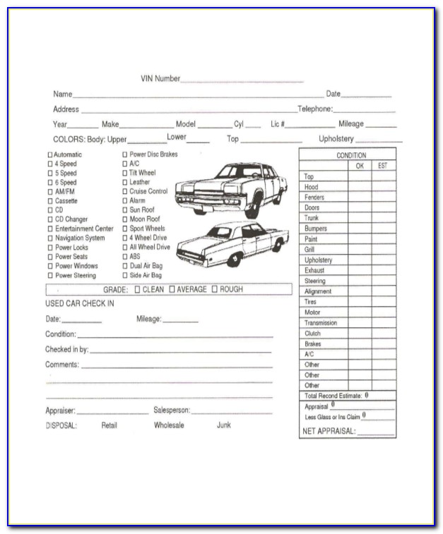 Free Classic Car Appraisal Form
