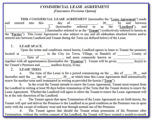 Free Commercial Rental Lease Agreement Form