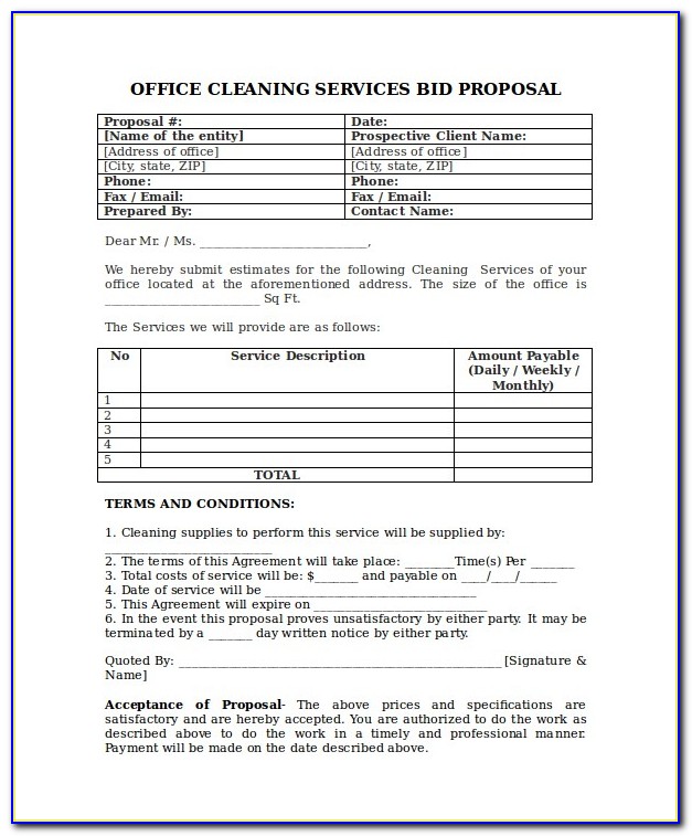 Free House Cleaning Estimate Forms
