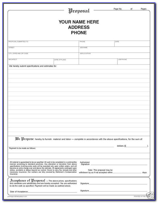Free Hvac Proposal Forms