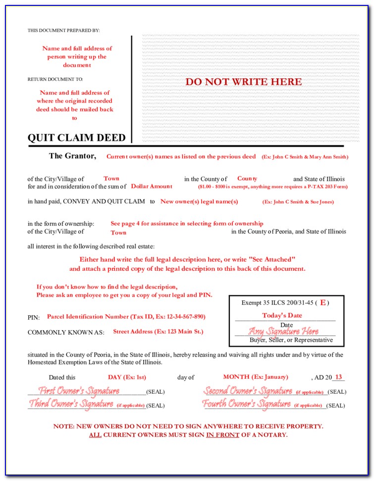 Free Il Quit Claim Deed Form