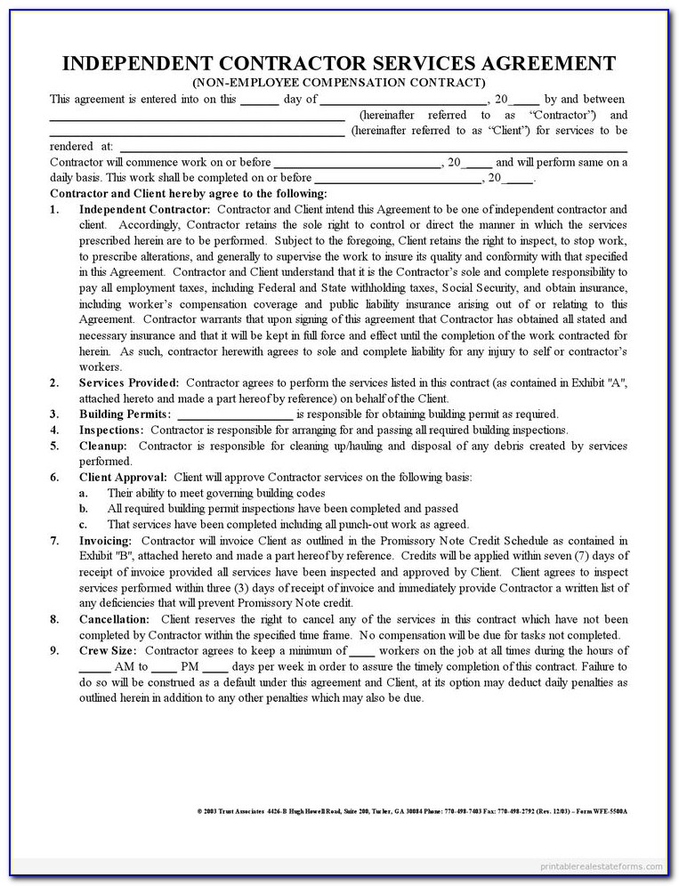 Free Independent Contractor Agreement Form Download
