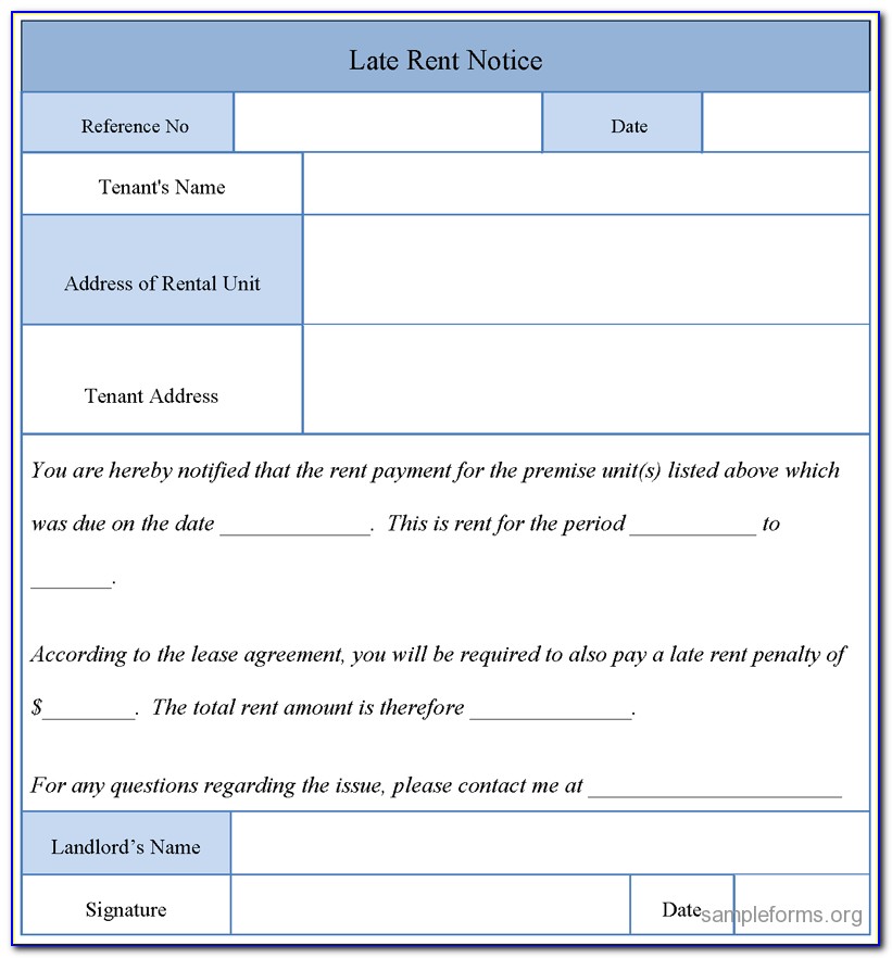 Free Late Rent Notice Form