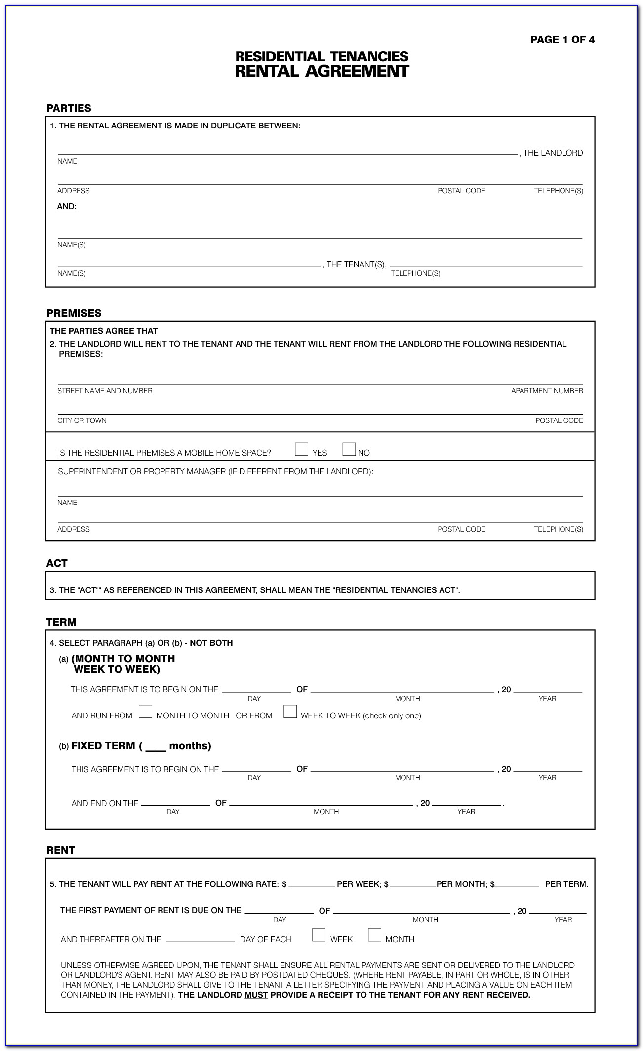 Free Lease Agreement Form Pdf