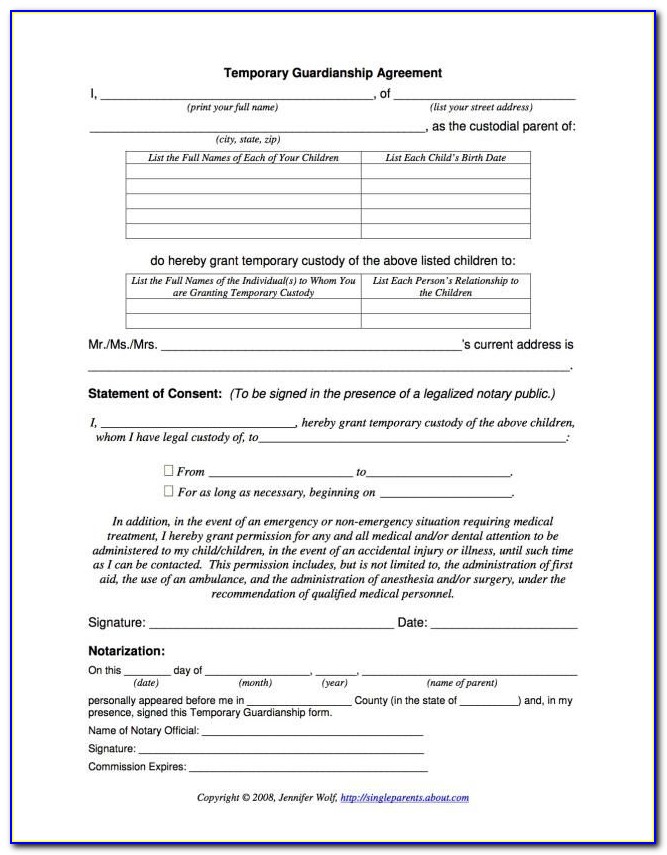Free Legal Form For Guardianship Of A Child In Case Of Death