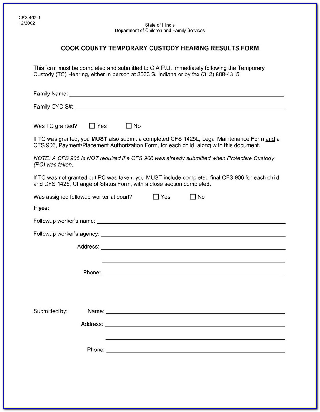 Free Legal Forms For Temporary Child Custody