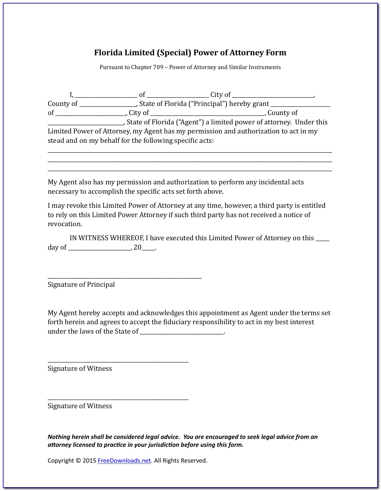 Free Limited Power Of Attorney Form Ohio