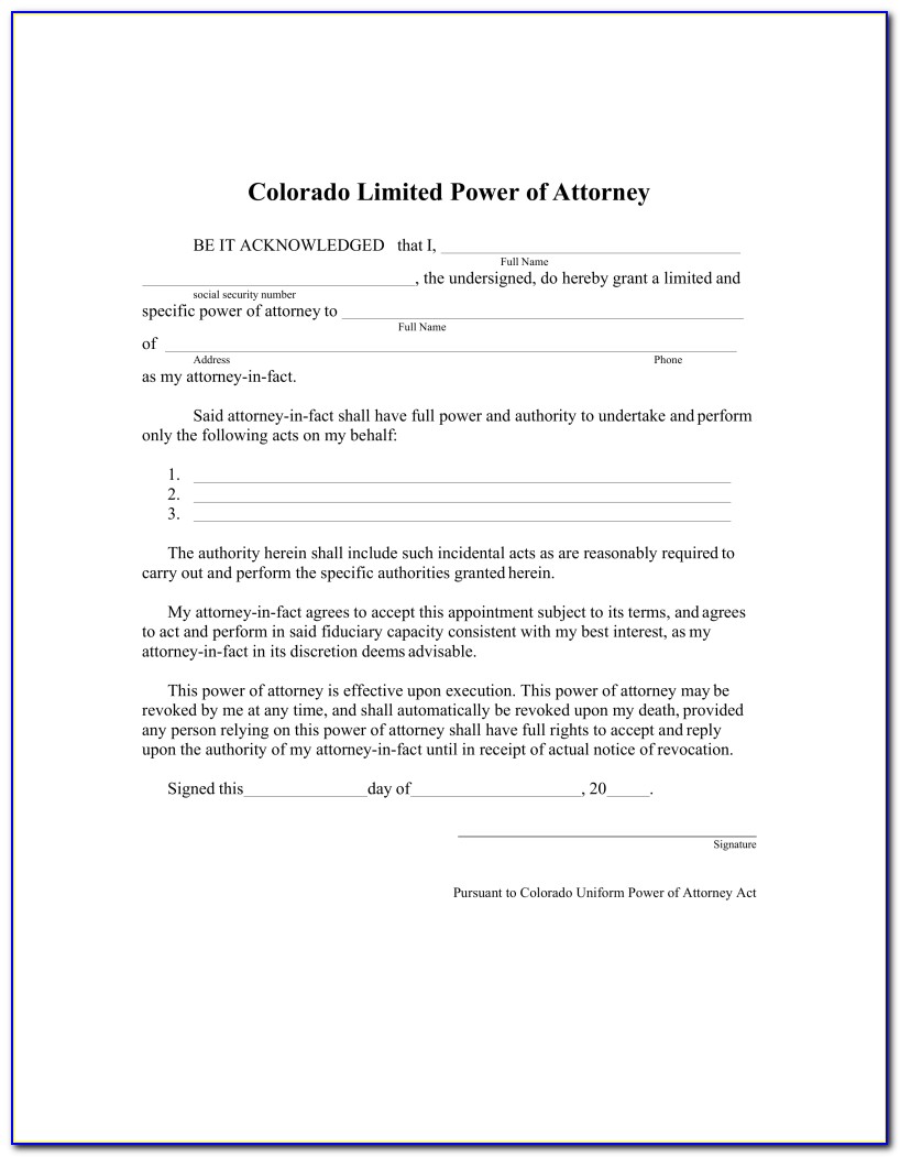 Free Limited Power Of Attorney Forms To Print