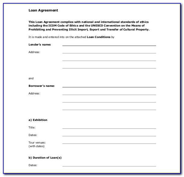 Free Loan Forms Template