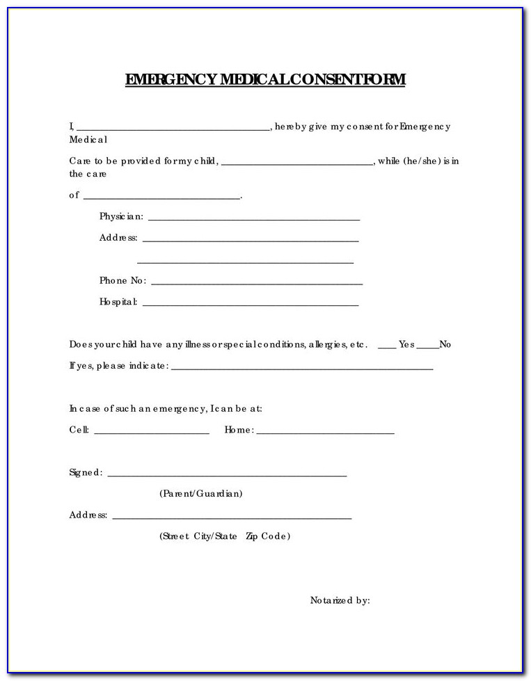 Free Medical Authorization Form For Child