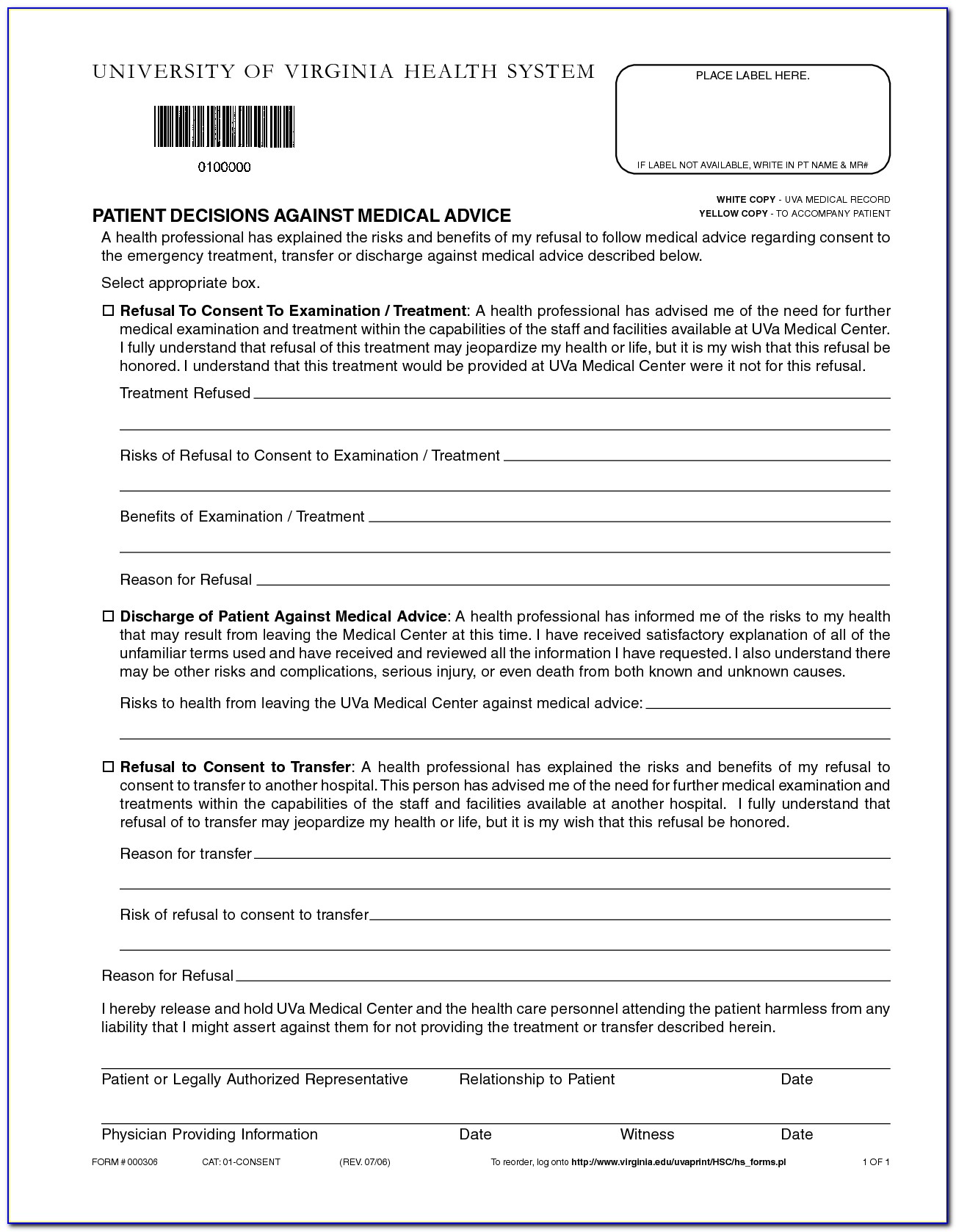 Free Medical Discharge Forms Templates