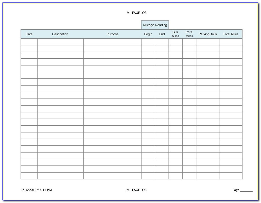 Free Mileage Log Excel Spreadsheet