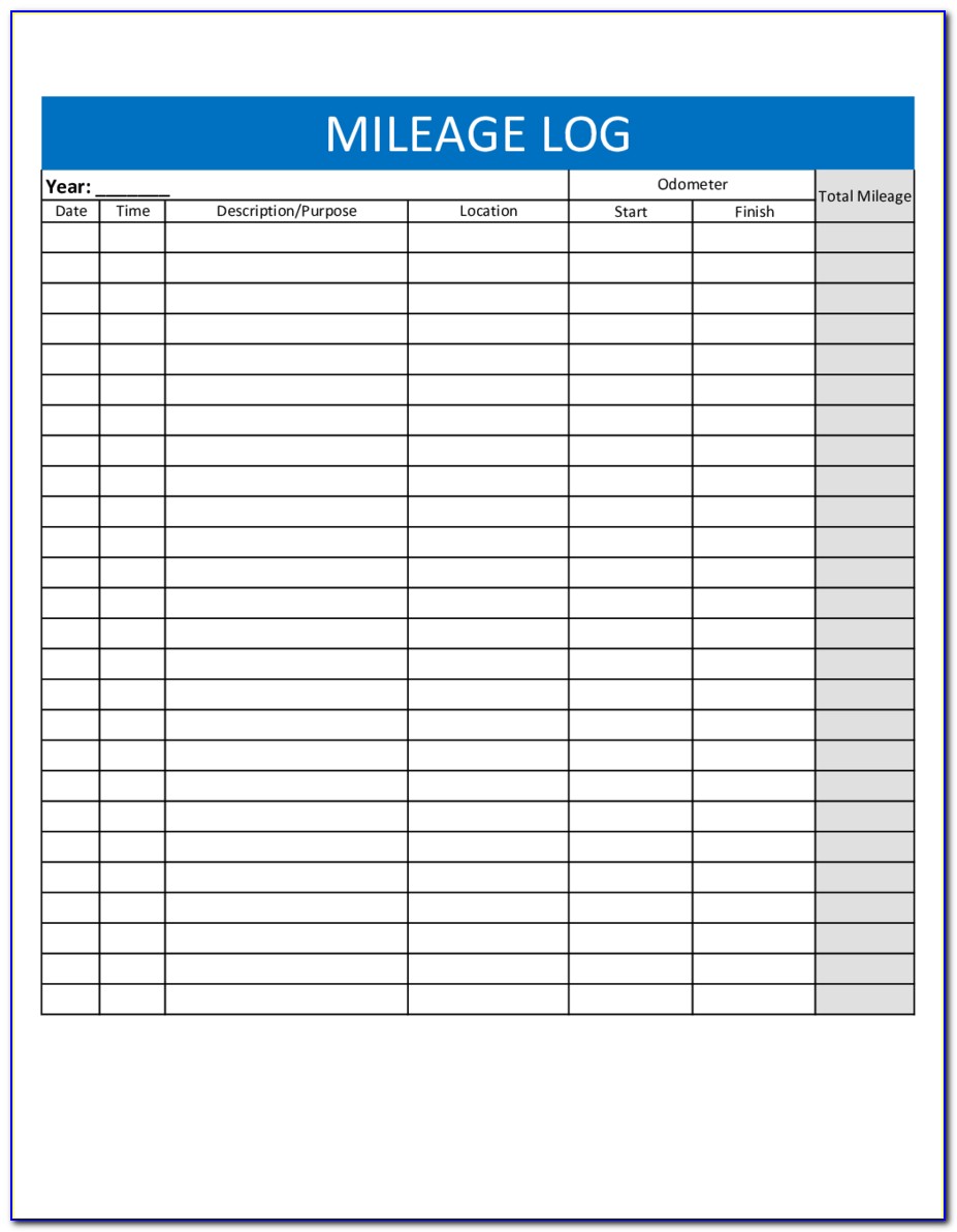 Free Mileage Log Form For Taxes