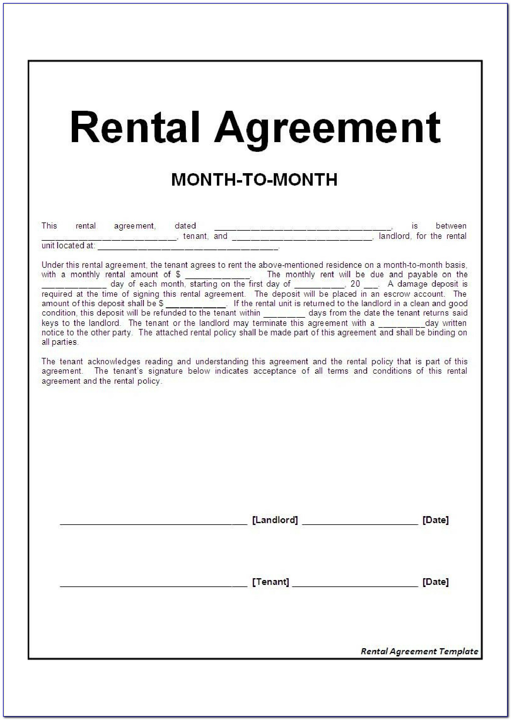 Free Month To Month Rental Agreement Forms