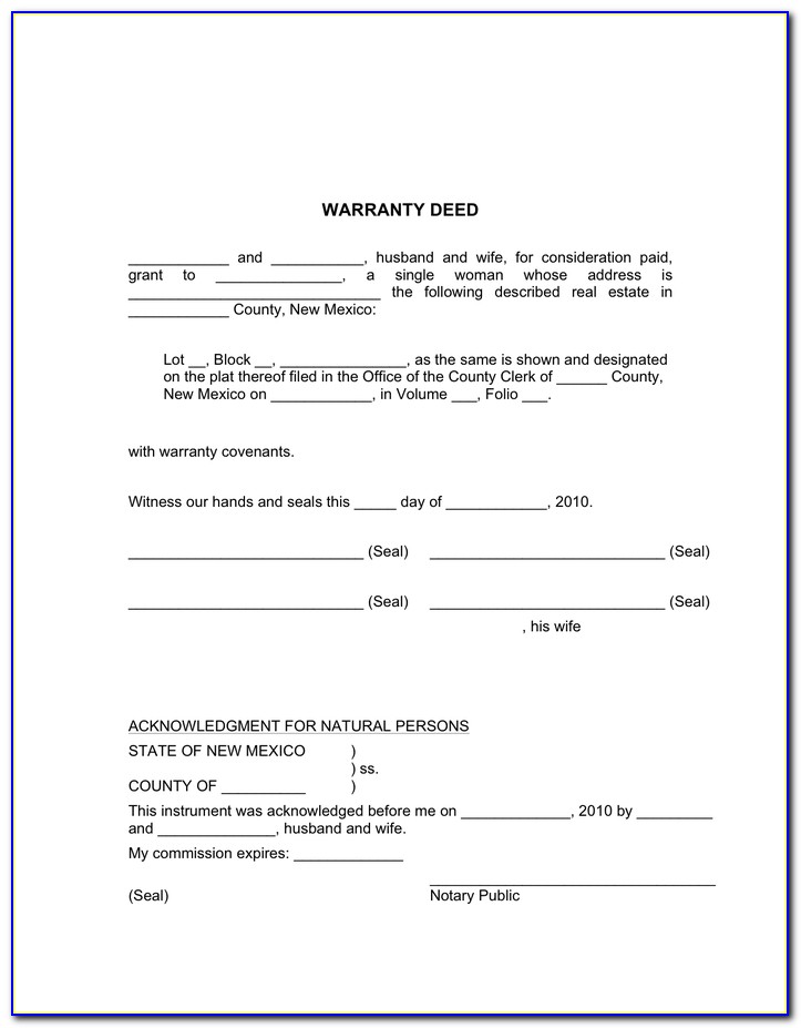 Free New Mexico Warranty Deed Form