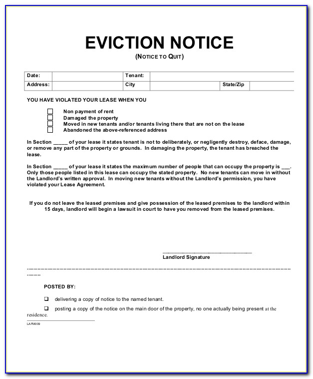 Free Notice To Evict Forms