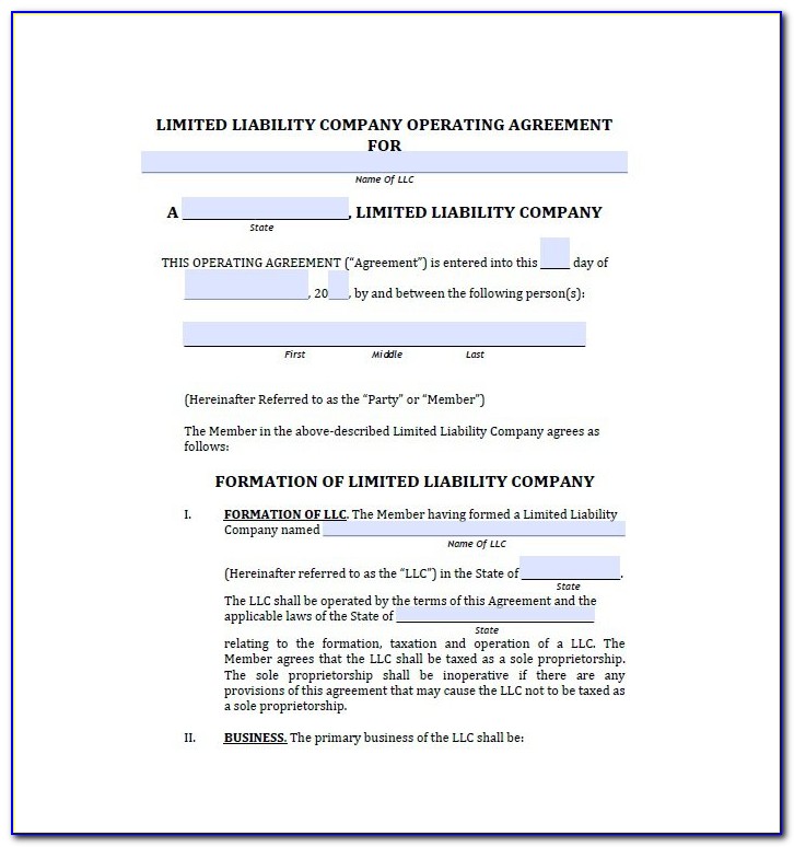 Free Oregon Llc Operating Agreement Form