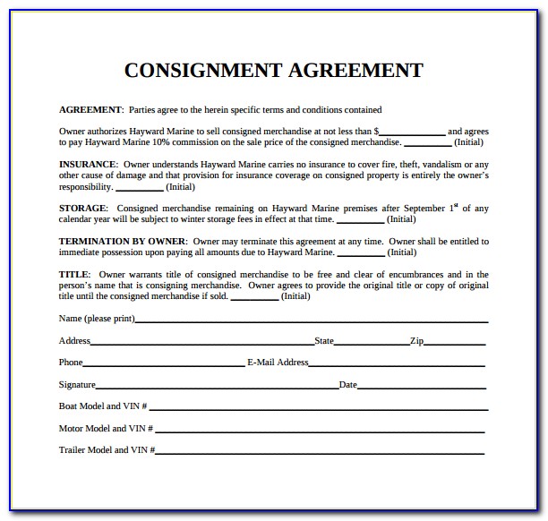 Free Printable Consignment Agreement Form