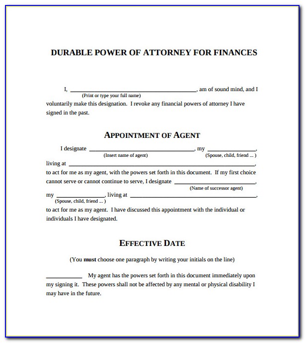 Free Printable Durable Power Of Attorney Form Pdf