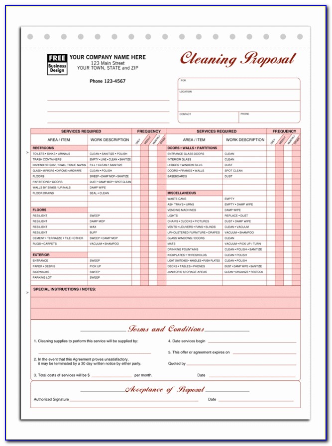Free Printable House Cleaning Estimate Forms