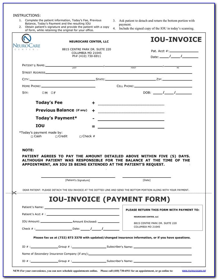Free Printable Iou Forms