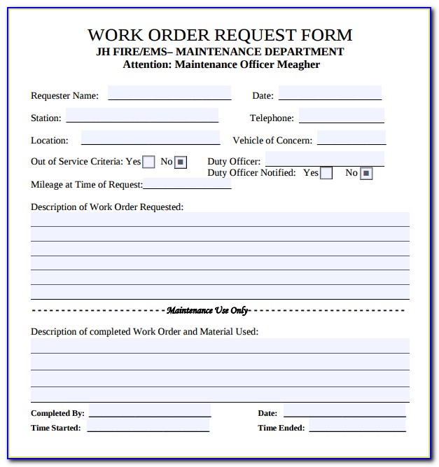 Free Printable Job Work Order Forms