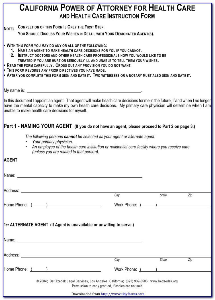 Free Printable Medical Power Of Attorney Forms Online