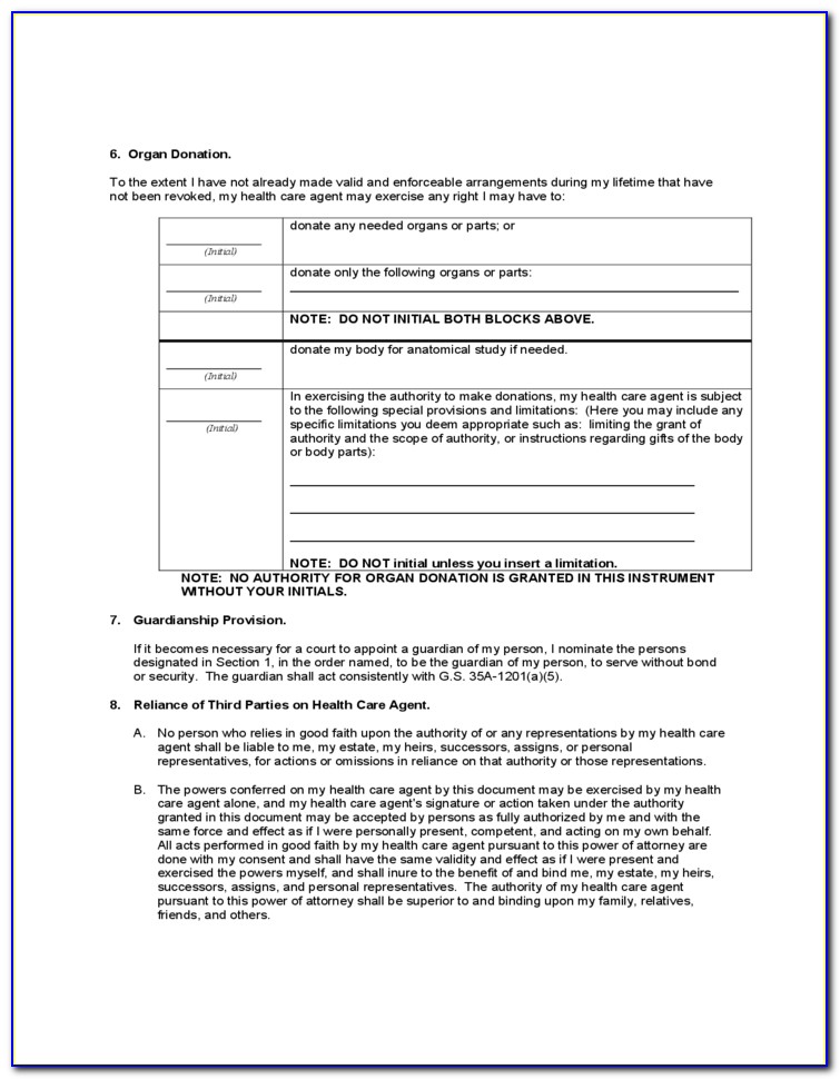 Free Printable Power Of Attorney Form Nc