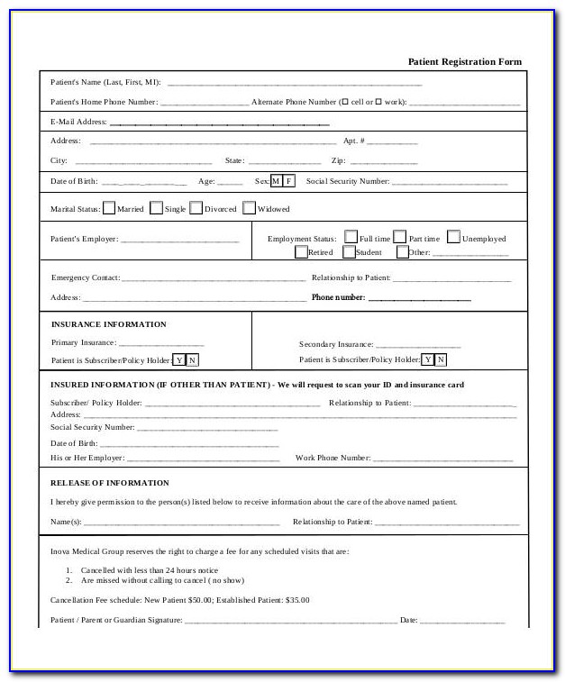Free Printable Registration Forms Template
