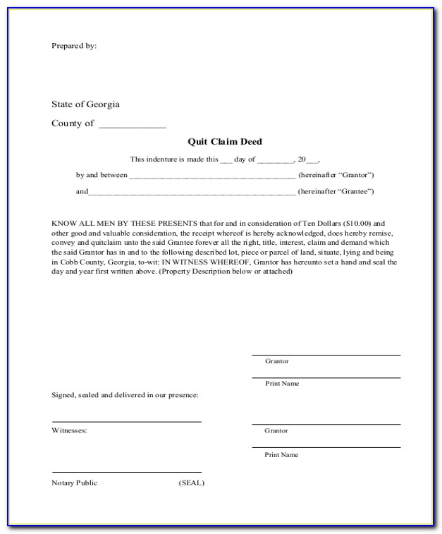 Free Quick Claim Deeds Forms