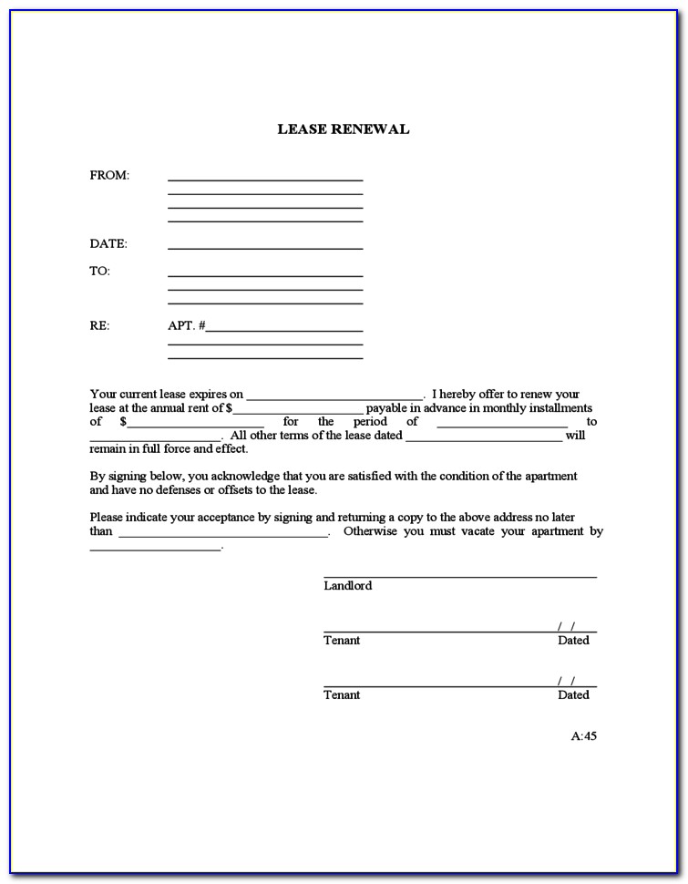 Free Rent Renewal Forms