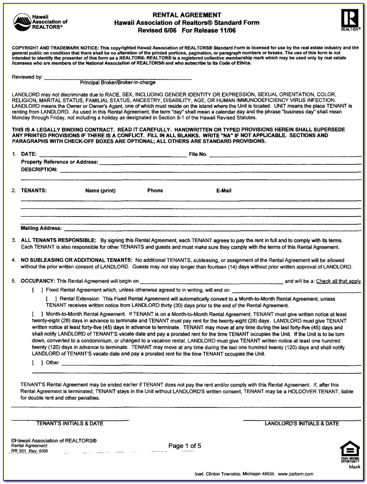 Free Rental Agreement Forms California Month To Month