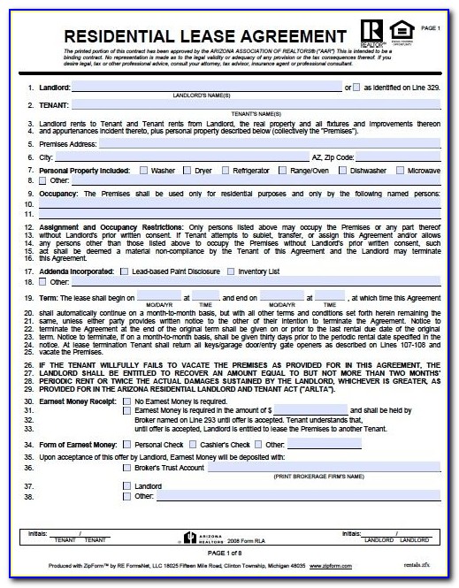 Free Rental Lease Agreement Form Pdf