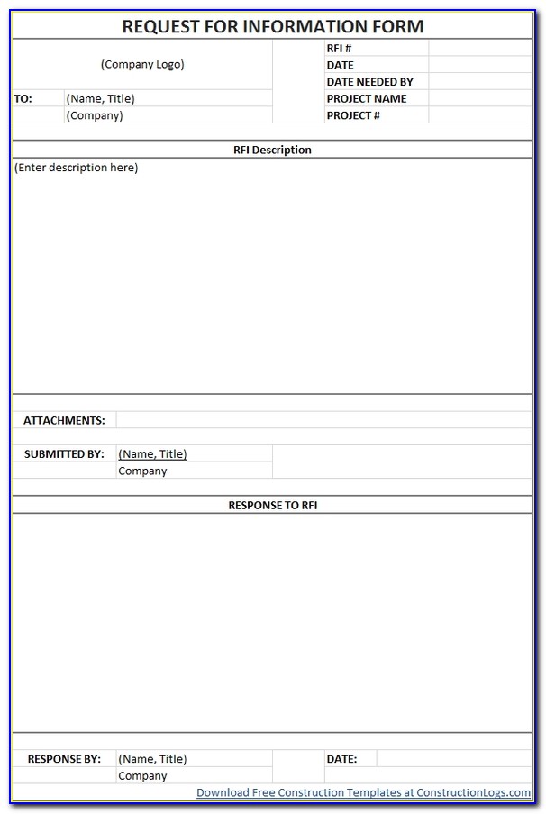 Free Request For Information (rfi) Form Template Regarding Request For Information Template