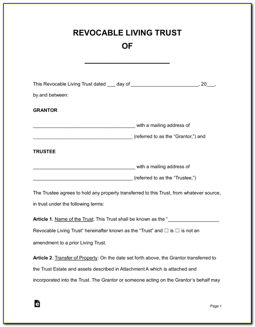 Free Revocable Trust Template