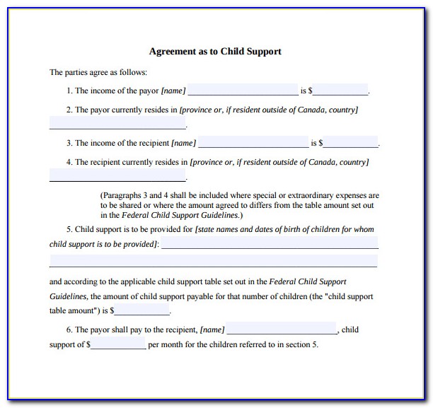 Free Sample Child Support Agreement Template Forms