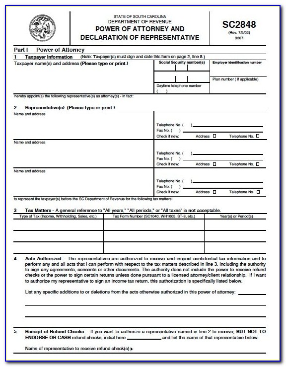 Free Sc Medical Power Of Attorney Form