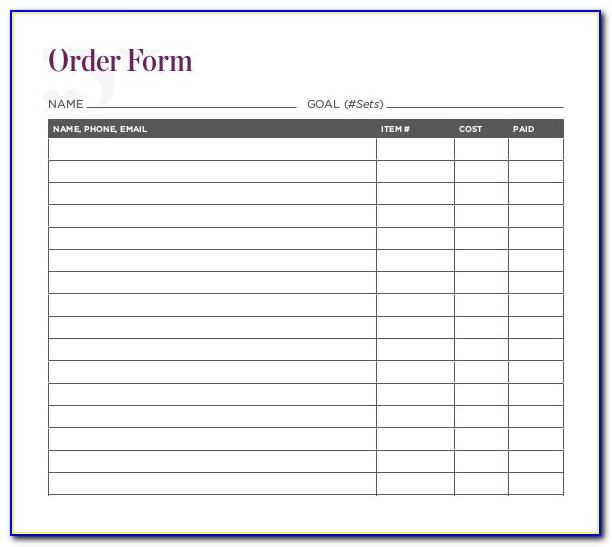 Free Templates Fundraiser Order Forms